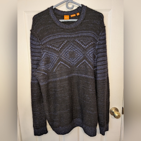 Hugo Boss Men's XXL Black Multicolored Cozy Comfort Wool Silk Blend Sweater - Picture 2 of 6